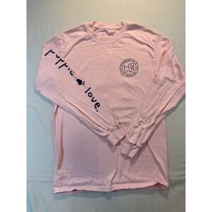 Puppie Love Rescue Graphic Long Sleeve Tee Pink Small Cotton Dog Logo Shirt